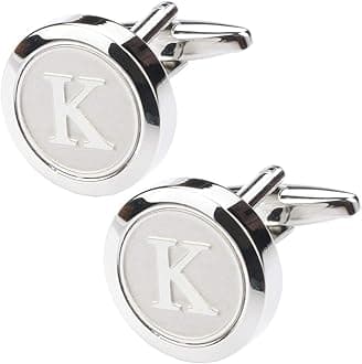Dannyshi Men's Classic Stainless Steel Initial Cufflinks 26 Letters Business Wedding Shirts A-Z