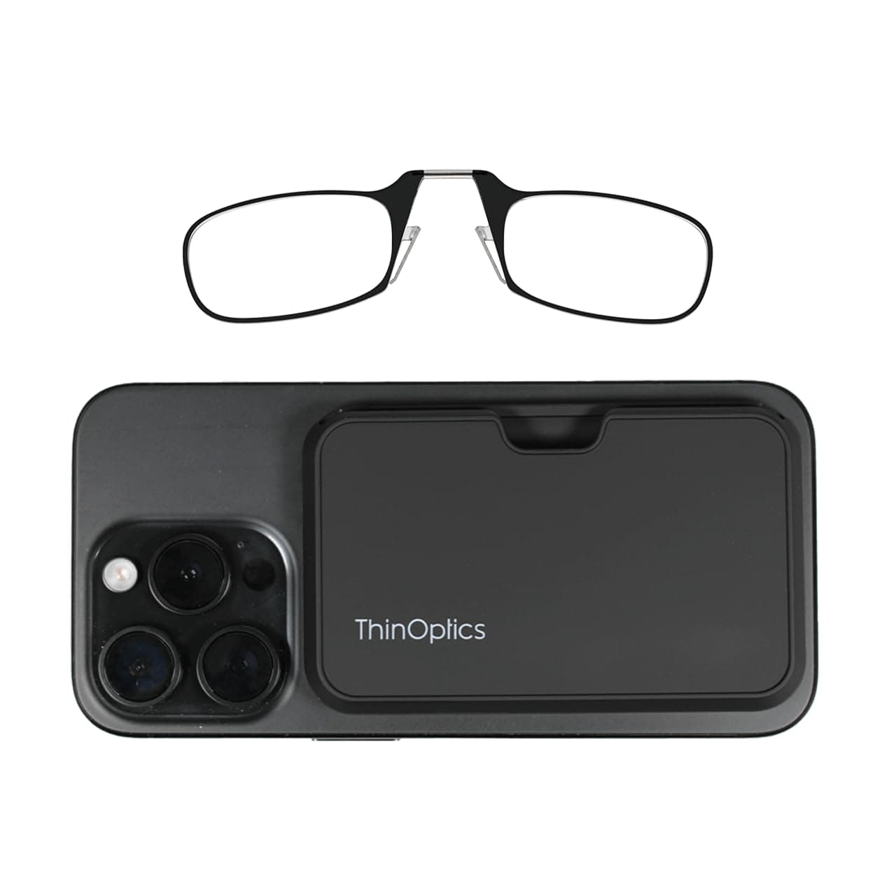 ThinOptics Readers with Pod Case - Armless On-Nose Reading Glasses - Slim Case Attaches to Phone - MagSafe Compatible