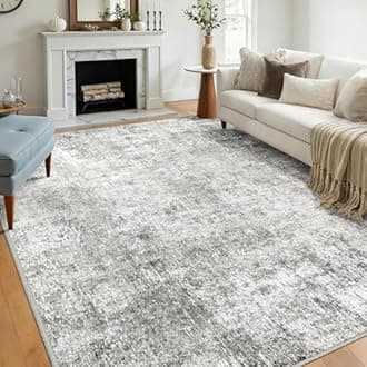 RELEANY Washable Area Rugs 5'x7' Non-Slip Modern Abstract Soft for Living Room Entryway Bedroom Nursery, Print Pattern, Gray White Grey
