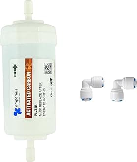 AMPEREUS RO 4 Inch Post-Carbon Filter + 2pcs Connector, Suitable for Kent, Aquagaurd & Other All Major Brand & Non Brandad RO Water Purifier
