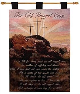 Manual Inspirational Collection 26 X 36-Inch Wall Hanging and Finial Rod, Old Rugged Cross