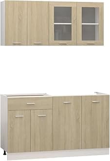 vidaXL Kitchen Furniture Set 4pcs Storage Cabinets Kitchen Equipment Set Home Oak Sonoma Chipboard