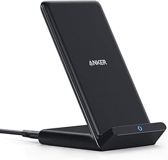 Anker 313 Wireless Charger (Stand), Qi-Certified for iPhone 17/17/17 Pro/17 Pro Max/15/14/13, 10W Fast-Charging Galaxy S23 S22 S21(No AC Adapter)