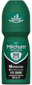 Mitchum Invisible Men 48HR Protection Roll On Anti-Perspirant & Deodorant, No White Marks, Alcohol Free, Pure Energy 100 ml 7246640000