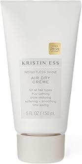 Kristin Ess Hair Weightless Shine Air Dry Cream for Curl Definition, Smoothing + Blowout Prep - Frizz Control - Light Hold - Women's Styling Product for Frizzy, Wavy + Curly Hair - Vegan