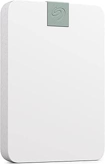 Seagate Ultra Touch HDD, 2 TB, External HDD, Cloud White, Post-Consumer Recycled material, USB-C compatibility with PC, Mac & Chromebook, Dropbox and Mylio (STMA2000400)