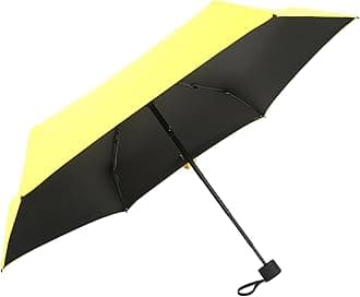 GAOYAING Compact Travel Umbrella with Case, Vinyl Coated for Sun & Rain Protection, Lightweight Small and Compact Suit for Pocket 34 Inches Yellow