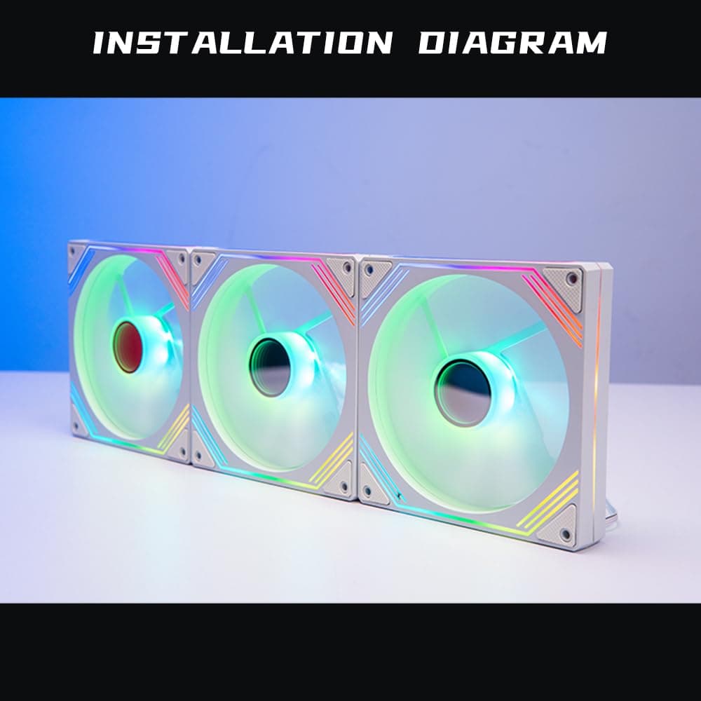 ICOLER Jungle Leopard Prism 140mm ARGB Case Fan,Infinity Mirror Light Effect Design Cooling Fan, 140mm CPU PWM Fan 1600RPM 74.26CFM 2.13MMH20 HDB Bearing for PC Case&CPU Cooler(white)