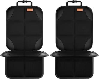 Smart elf Car Seat Protector, 2Pack Seat Protector Protects Child Seats with Thickest Padding and Non-Slip Backing Mesh Pockets for Baby and Pet, Black
