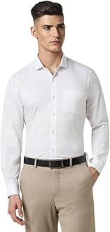 Peter England Men's Cotton Slim Fit Ditsy Printed Full Sleeve Shirt