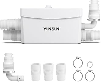 YUNSUN 450W Macerator Pump, with Automatic Drain & Delay Feature - Upflush to 23.8ft/7m, 1600GPH with 3 Inlets & 1 Outlet - Perfect for Basements, Laundry, Sinks, and Toilets