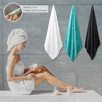 Ferdilan 4 Pack Large Bath Towels Set 35"x70" Oversized Bath Sheet Chair Towels, 600 GSM Ultra Soft & Absorbent Towels for Bathroom, Quick Dry Towel for Gym Hotel Camp Pool Green Blue