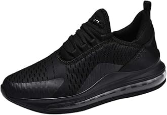 Men Solid High Top Male Air Cushion Mesh Breathable Running Shoes Lightweight Walking Sport Shoes