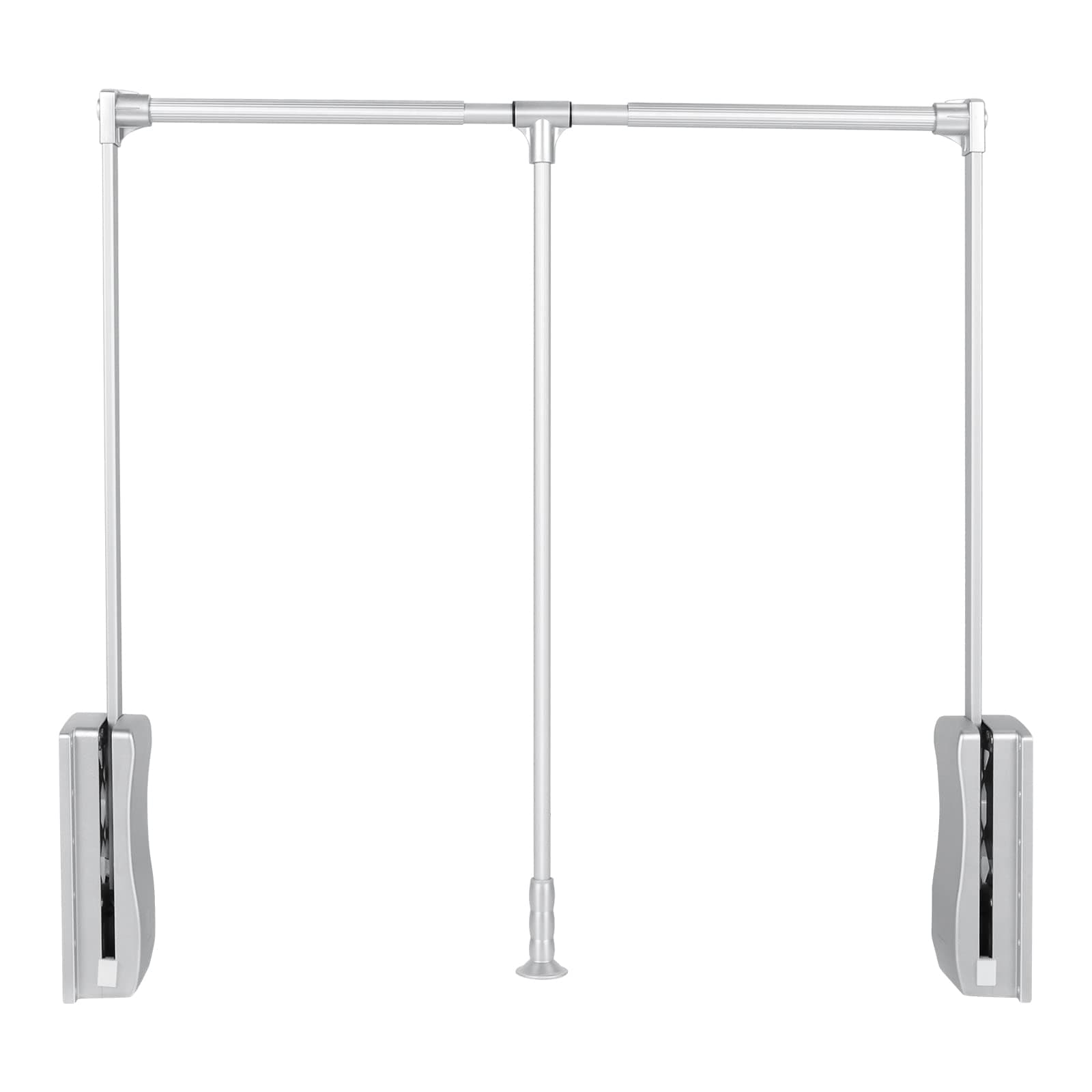 Pull Down Closet Rods, Adjustable 35-48 Inch Wardrobe Rail Lift Collapsible Closet Rod Aluminium Retractable Wardrobe Hanger Clothing Rail Closet Lift Organizer Storage Lift for Bedroom