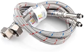 500mm 2 Pipes M8 x 1/2" |4 Lengths| Flexible Pipe Tap Connector Stainless Steel, Hose Kitchen/Basin Isolator Valve WRAS Approved Braided Pipe for Bathroom Rust-Free Corrosion Resistant