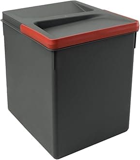 Emuca - Kitchen Drawer Container with Odour Proof Lid, H 266 mm (1 x 15 L), Plastic, Anthracite Grey