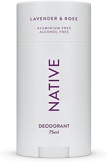 Native Deodorant Womens & Men - Alcohol & Aluminium Free - Lavender & Rose Scent - Naturally Derived with Shea Butter, Coconut Oil & Baking Soda - 72 Hour Odor Control (75ml)