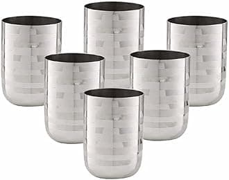 Neelam Stainless Steel 7 22G Diamond Royal Glass, 250 ml, Silver, Set of 12