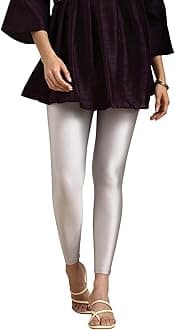 Tailored Cut & Slim Fit Stretchable Nylon Elasthane Fabric Ankle Length Shimmer Leggings for Women