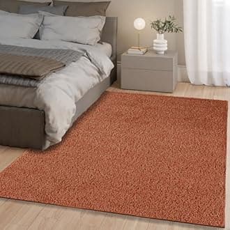 homeart Area Rug - Super Soft Shaggy Rugs For The Living Rooms, Bedrooms And Kitchen - Modern, Easy To Clean Carpet - 120 cm Square, Terra