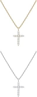 PAVOI 14K Gold Plated Cubic Zirconia Cross Necklace for Women | Cross Faith Pendant Necklaces