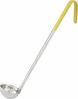 Winco LDC-1 Stainless Steel Ladle with Yellow Handle, 1-Ounce