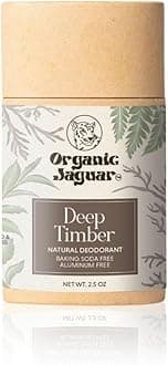 Organic Jaguar Aluminum Free Deodorant for Women and Men, 100% Natural Deodorant with Coconut Oil, Shea Butter, Baking Soda Free, Safe for Sensitive Skin, Long Lasting, Unisex, Deep Timber, 2 oz