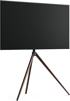 FITUEYES Design Corner TV Stand for 43-65 Inch TVs, Height Adjustable Metal Tripod Easel TV Stand Modern TV Floor Mount with Concealed Storage for Bedroom Living Room, Picasso Series
