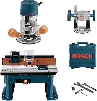 Bosch 1617EVSPK Wood Router Tool Combo Kit - 2.25 Horsepower Plunge Router & Fixed Base Router Kit with a Variable Speed 12 Amp Motor and RA1181 Benchtop Router Table