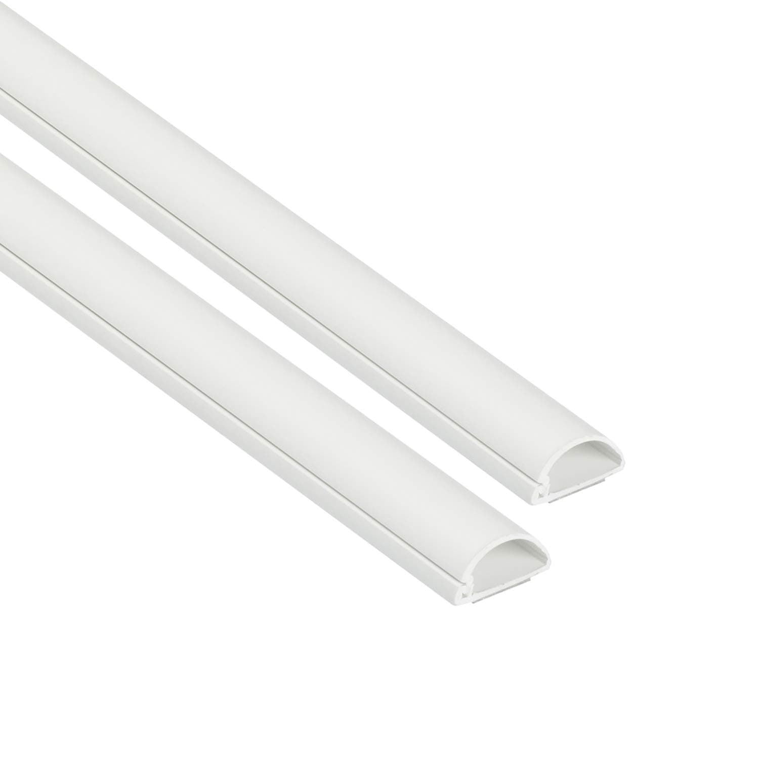 20x10mm Cable Trunking 2m Pack, Half Round Profile, Self-Adhesive Wire Cover, Paintable Cable Management - 2x 20mm (W) x 10mm (H) x 1-meter Lengths - White