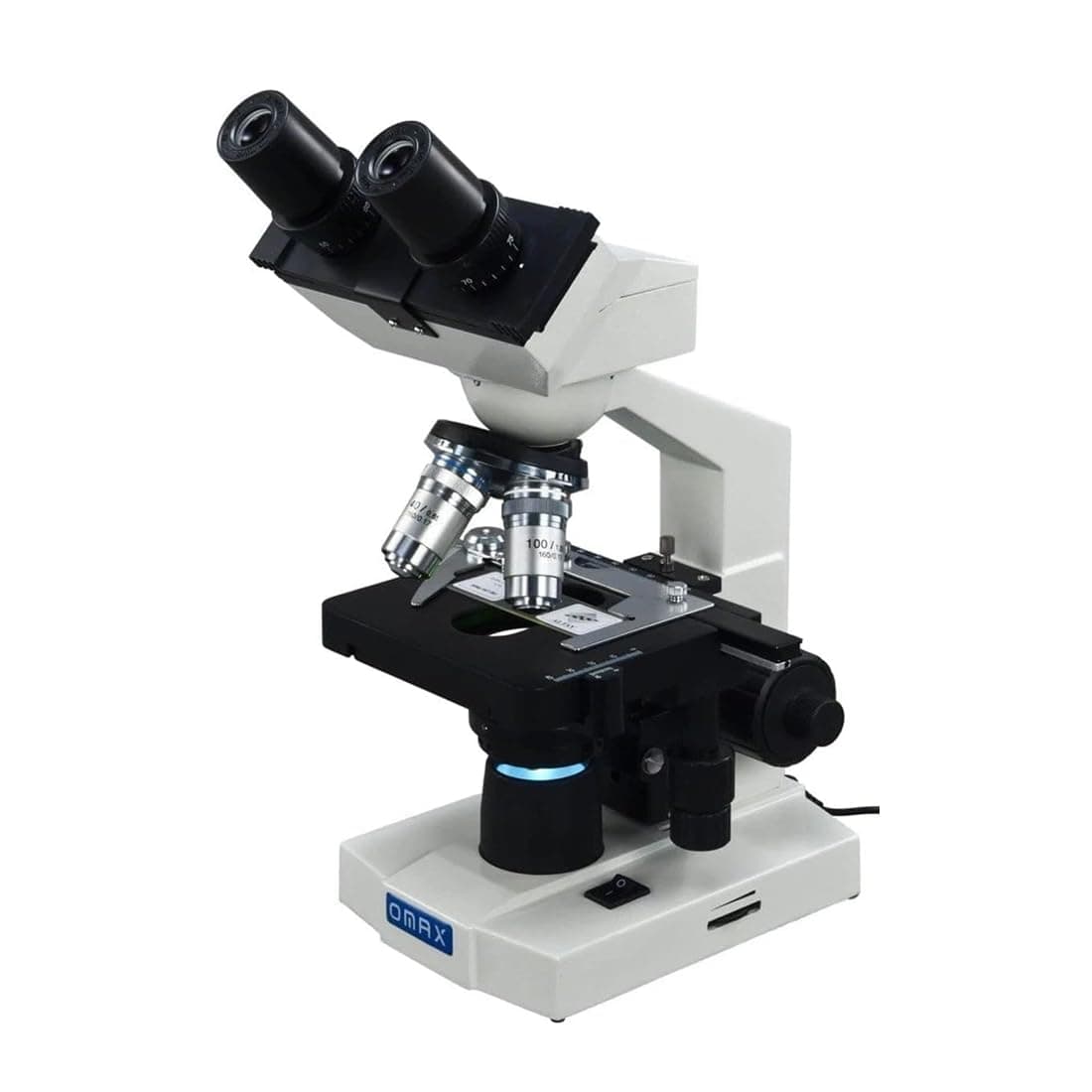 40X-2000X LED Binocular Compound Lab Microscope w/Double Layer Mechanical Stage + Blank Slides, Cover Slips, & Lens Cleaning Paper, M82ES-SC100-LP100