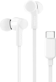 Belkin Rockstar G3H0002btWHT Earphones USB-C Connector with Mic for Various Android Smartphones, White