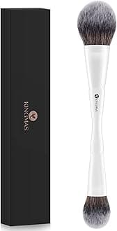 Round Foundation Brush, Double-ended Kabuki Makeup Brush, Large Foundation Brush and Medium Concealer Brush for Beauty Liquid, Cream, Powder, Blending Buffing Face Makeup Tools