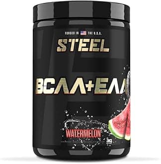 Steel Supplements | High Performance BCAA EAA Powder | Promotes Lean Muscle Growth and Workout Endurance | 2:1:1 Ratio to Recover Muscle Faster 30 Servings. (Watermelon)