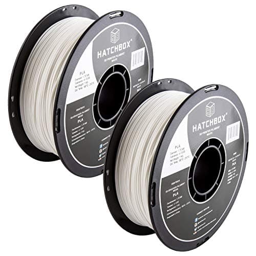 HATCHBOX 1.75mm White PLA 3D Printer Filament - 1kg Spool (2.2 lbs) - Dimensional Accuracy +/- 0.03mm - Pack of 2