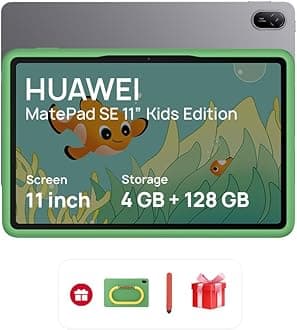 MatePad SE Kids Tablet, 11-inch Eye Comfort Display, Large Capacity Battery, 4GB+128GB, Kids Corner, Parental Control, Wifi, cover - inbox, Nebula Gray + FOC