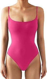 Women Sexy Square Neck Thong Bodysuit Backless Cami Bodysuit Top