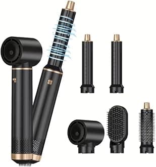 Airbrush 5 in 1 Hair Stylers, Magic Styler Air Styler Set with Curl Straighten, Volumise, Smooth and Hairdryer Brushes for Styling, Blow Dryer Brush, Air Styler for All Hair Type/Length