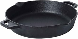 Meyer Pre Seasoned Cast Iron Skillet | Fry Pan | Iron Pan | Cast Iron Cookware| Cast Iron Frying Pan with 2 Side Handles | Gas and Induction Compatible, 24cm/ 1.6 litres, Black
