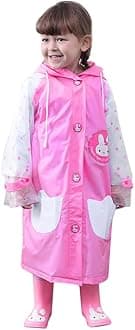 Arestory Hooded Raincoat Baby Boys Girls Cartoon Waterproof Rain Jacket +Bag Unisex Kids Reflective Tape Rainwear Student Multicoloured Clothes Jacket Rainsuit Clothes