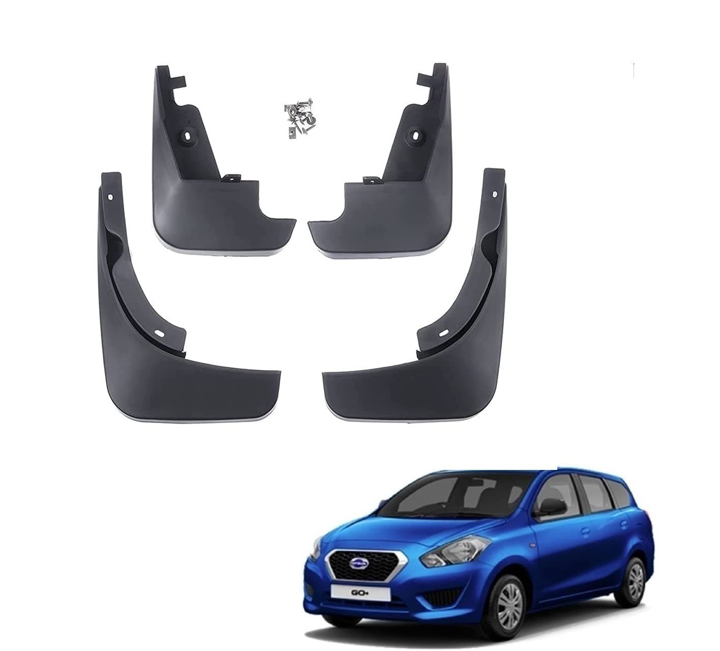 Kozdiko Car O.E Type Custom Fit Front and Rear Mud Flap Guard Compatible for Datsun Go Plus