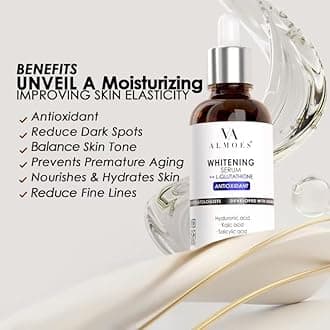 AA almoes L-Glutathione Serum for skin Brightening, Balance skin tone, Improve Elasticity- With Hyaluronic acid, Salicylic acid, Kojic acid, 30ML, Pack Of 1