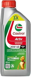 Castrol Activ 20W-40 4T Engine Oil for Bikes with Synthetic Technology (900ML) | 3X Protection with Actibond Technology | Engine Protection for bikes | API SN and JASO MA2