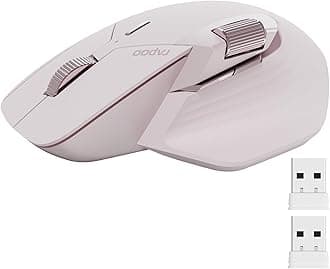 Rapoo MT760Mini Bluetooth Wireless Mouse - Bluetooth 5.0 and 2.4GHz Multi-Mode Connection, Support 4 Devices, M+ Cross Computer Technology, 11 Programmable Buttons,Pink
