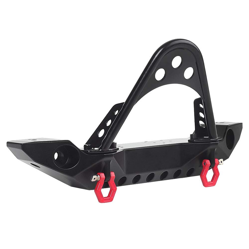 RC Front Bumper Metal Front Bumper with LED Light for 1:10 RC Crawler TRX-4 Axial SCX10 SCX10 II 90046 SCX10 III AXI03007（Black）