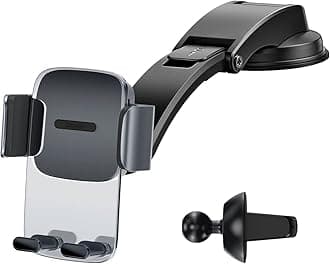Baseus Magnetic Car Phone Holder, Powerful Magnet for Dashboard and Air Vent Strong Suction Cup 360° Adjustable Compatible with iPhone 13 12 11 X Galaxy and More (Air Vent & Dashboard, Black)