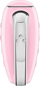 Pink 50's Retro Style Electric Hand Mixer with Set of Dough Hooks, Set of Beaters, and Set of Whisks