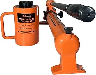 VOLTZ VZ-RCH-2050 Hydraulic Lifting Jack Hollow Hole Cylinder Jack with CP 700 Pump Single Acting Ram 50mm Lifting Cylinder Solid with Hand Pump 20 TON (2inch)