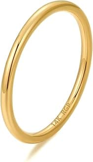 NOKMIT 1mm 14K Gold Filled Rings for Women Girls Thin Gold Ring Dainty Cute Stacking Stackable Thumb Pinky Band Non Tarnish Comfort Fit Size 4 to 11 1PC/2PCS/3PCS