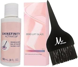 Shinefinity Zero Lift Glaze 05/37 Light Brown Gold Brown Demi-Permanent Hair Color 2 Ounce, Shinefinity Activator 2 oz and M Hair Designs Tint Brush (Bundle)